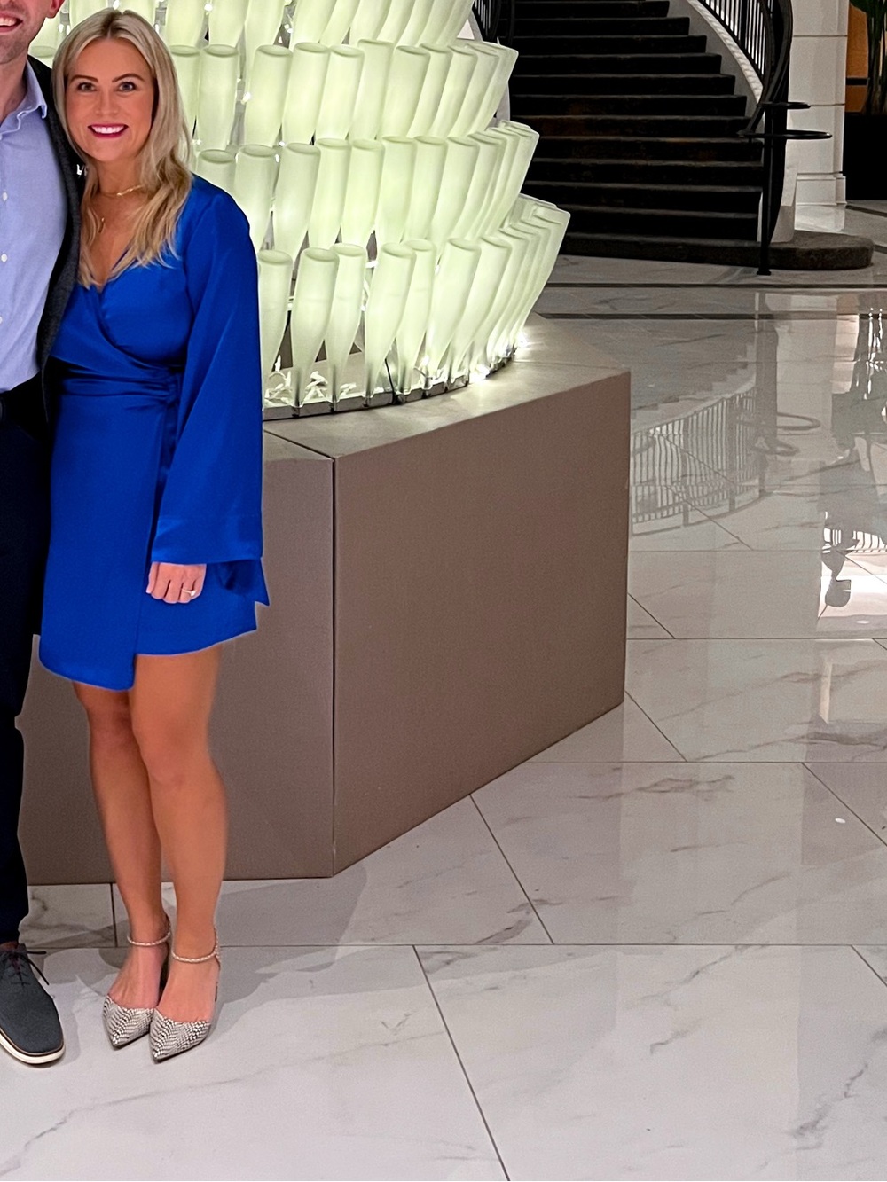 Zara Cobalt Blue Satin Wrap Mini Dress
